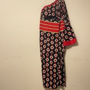 Binta Real Wax Womens Dress Black Red Stars Slit Trumpet Sleeve Studded XL New